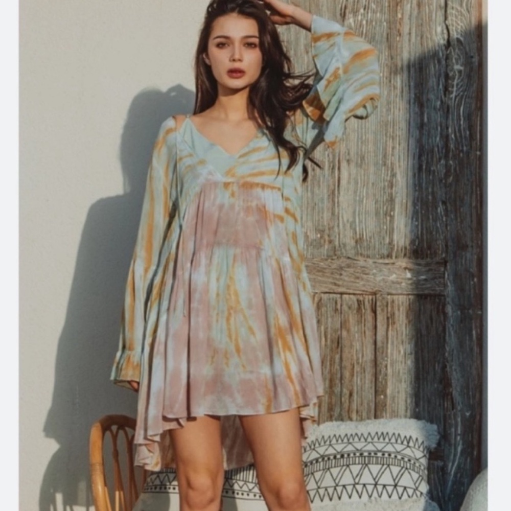 Young Fabulous & Broke Rosa Tie Dye Silk Mini Dress NWT